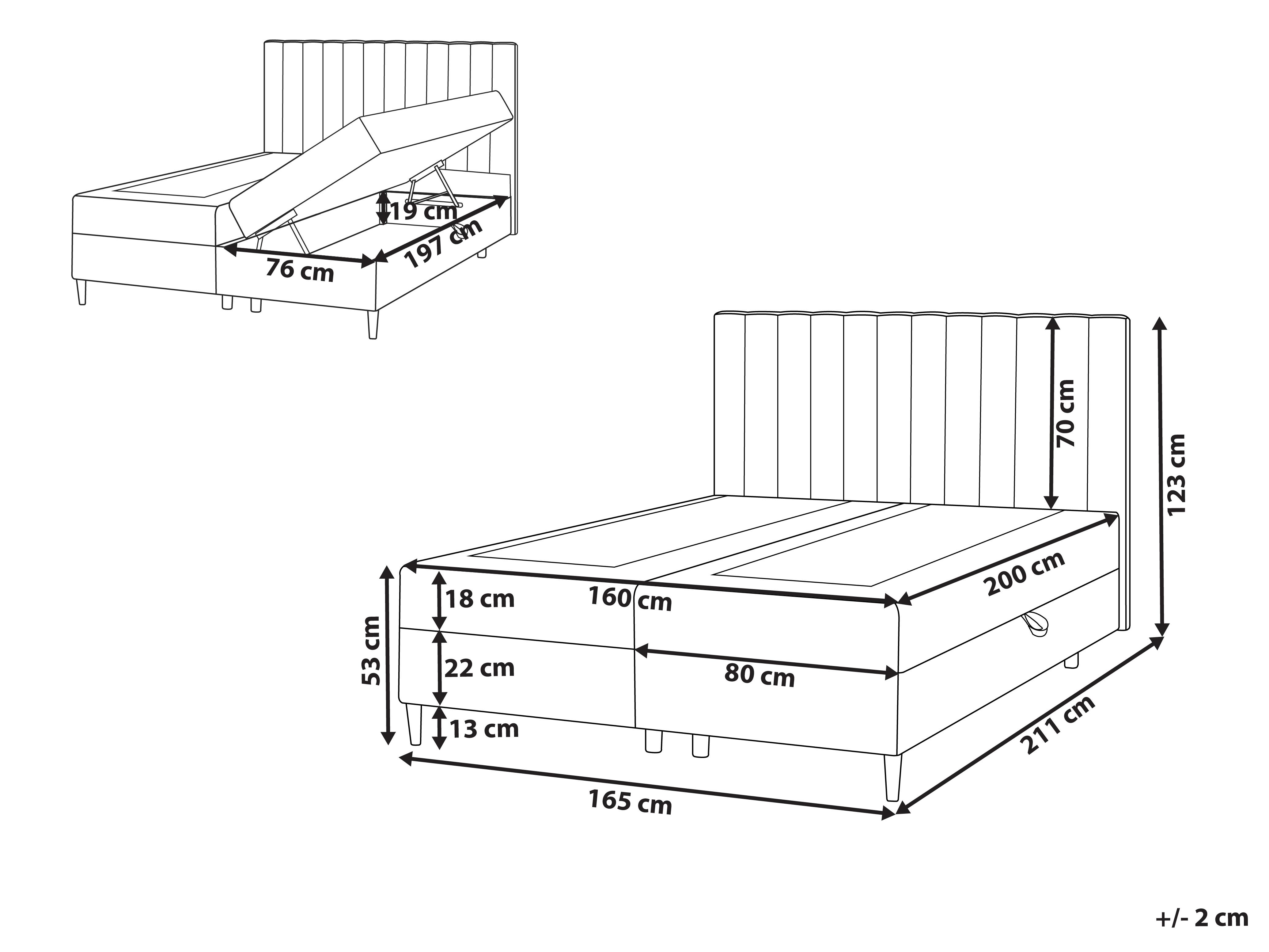 Boxspring met opbergruimte Stof OFFICER 160 x 200 cm Gebroken wit