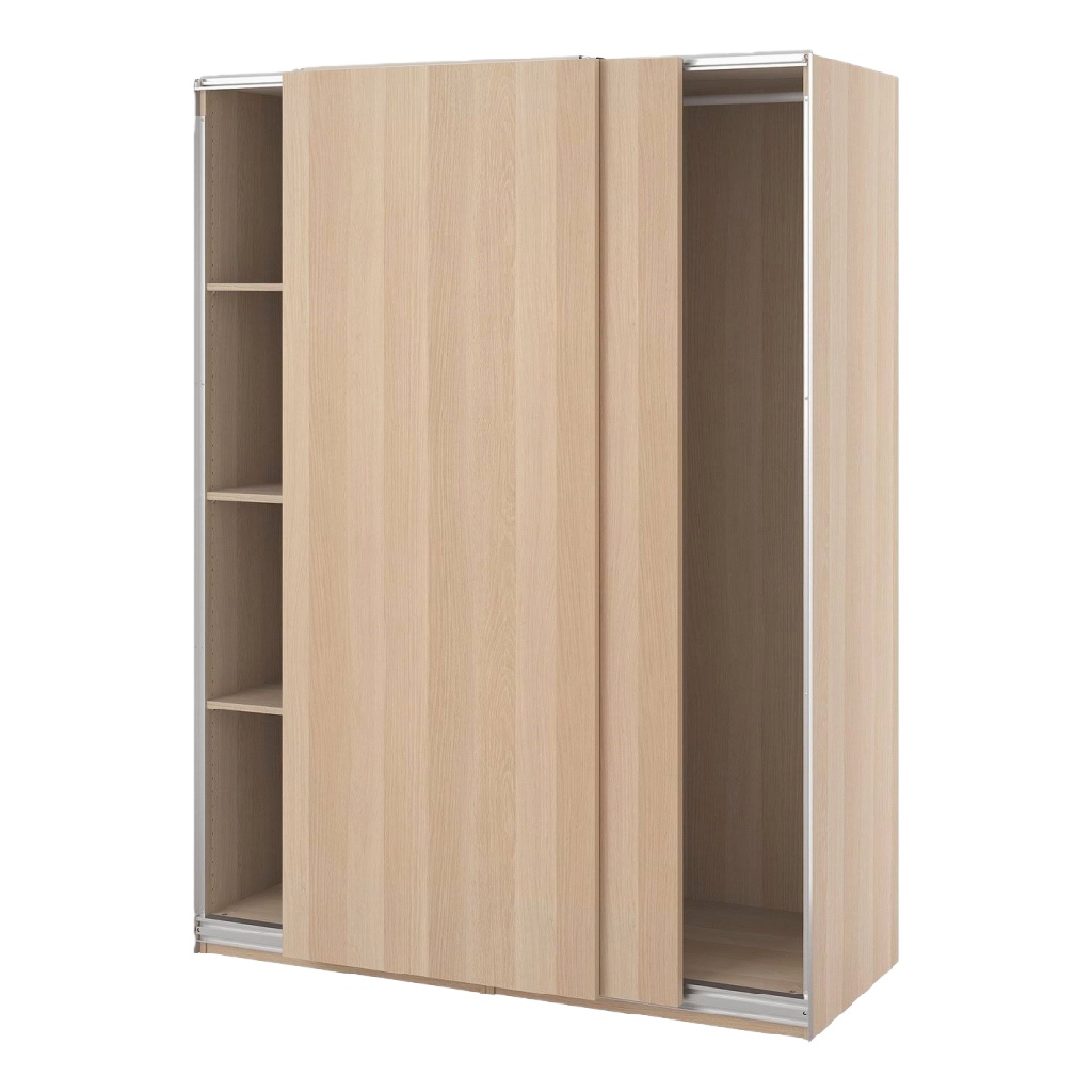 Armoire à portes coulissantes en chêne clair – penderie moderne avec étagères