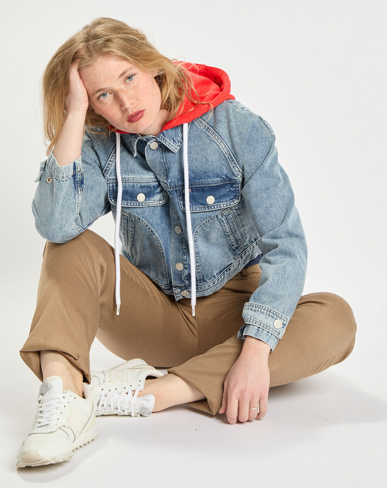 Tommy Jeans Veste denim à capuche bleu brut