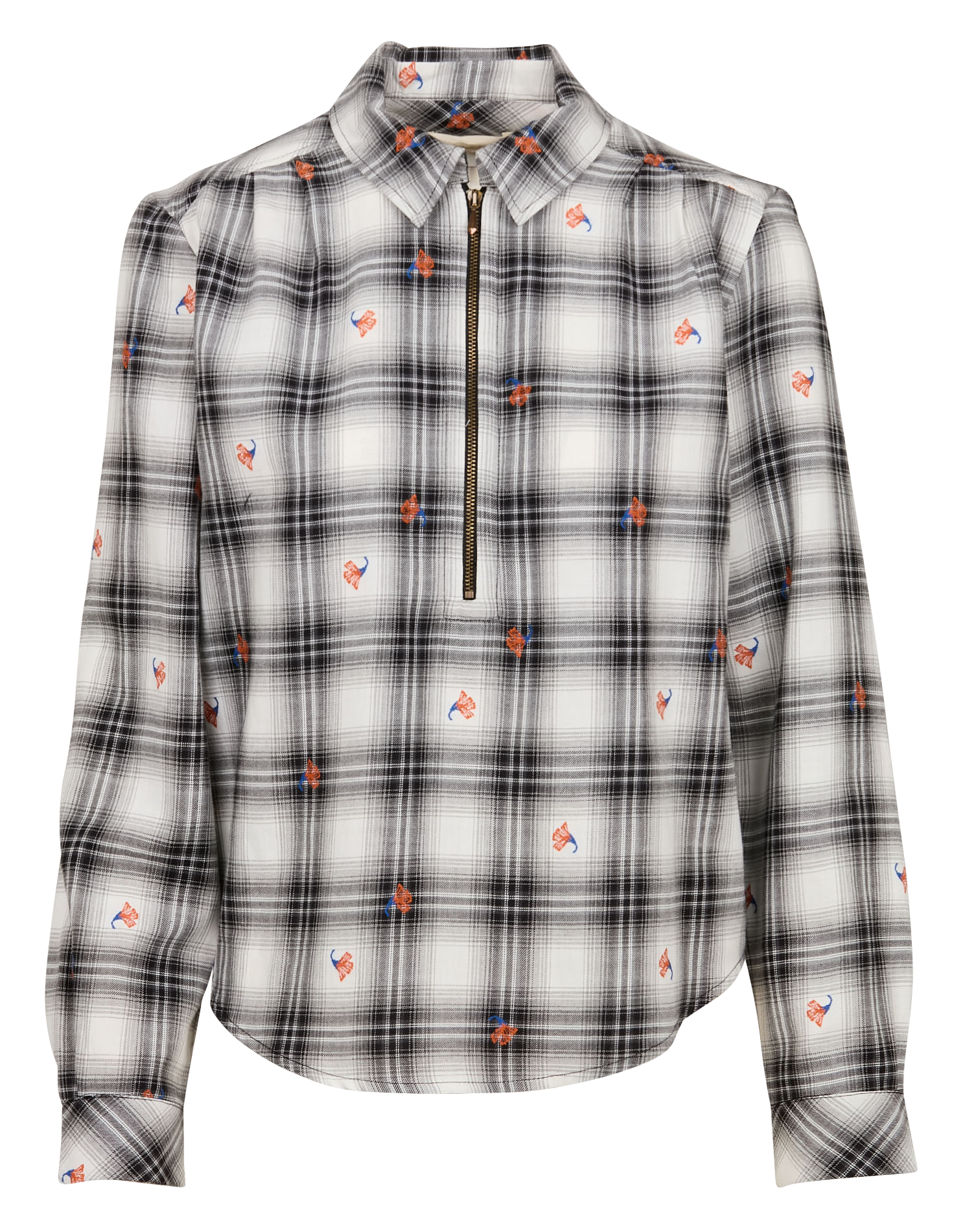 ANA - Blouse col chemise en coton | Bleu