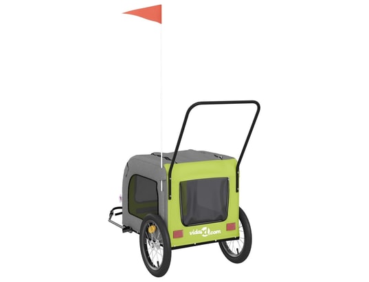 VIDAXL - Remorque de vélo pour chien vert et gris tissu oxford et fer