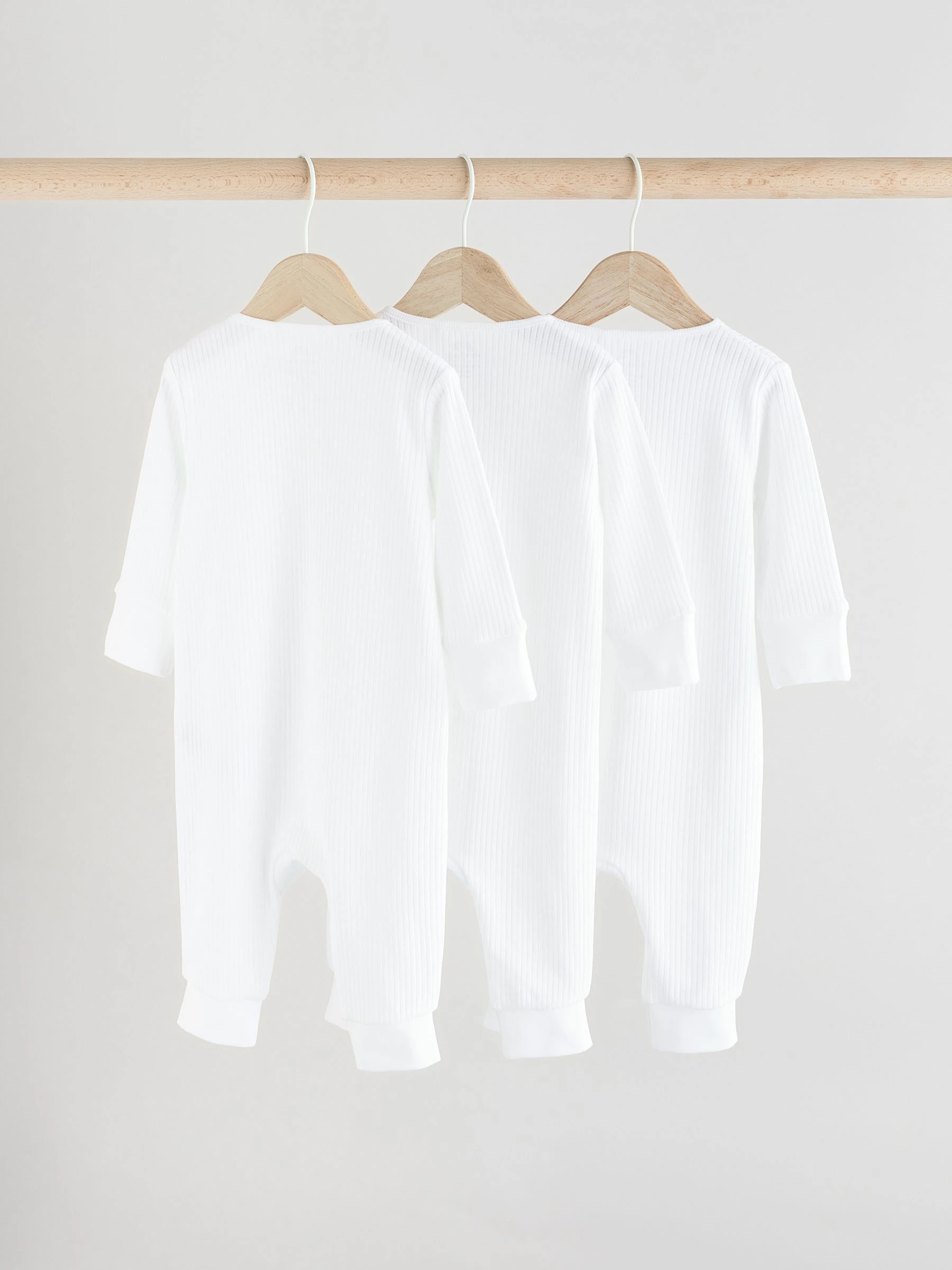 Wit - Set van 3 babypyjama's zonder voetjes met tweewegrits van 100% katoen (0mnd -2jr)