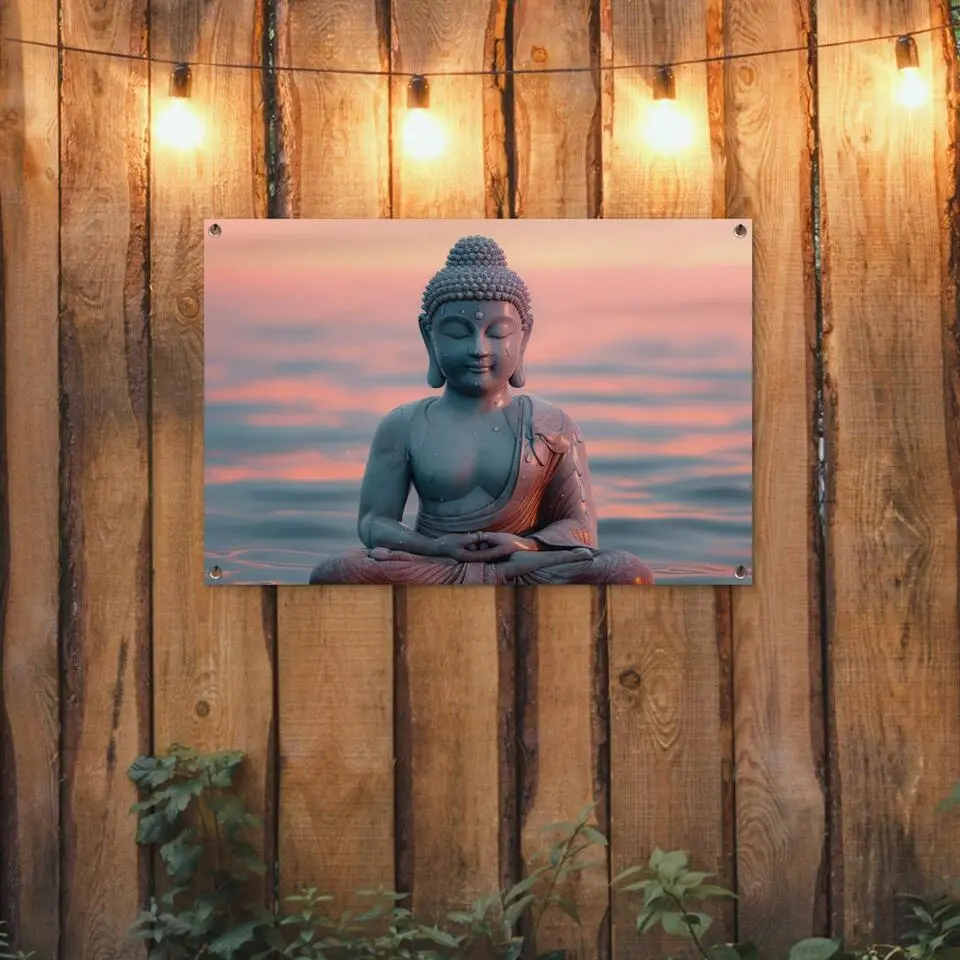 MuchoWow Tuinposter 90x60cm Boeddha Beeld Buddha Water