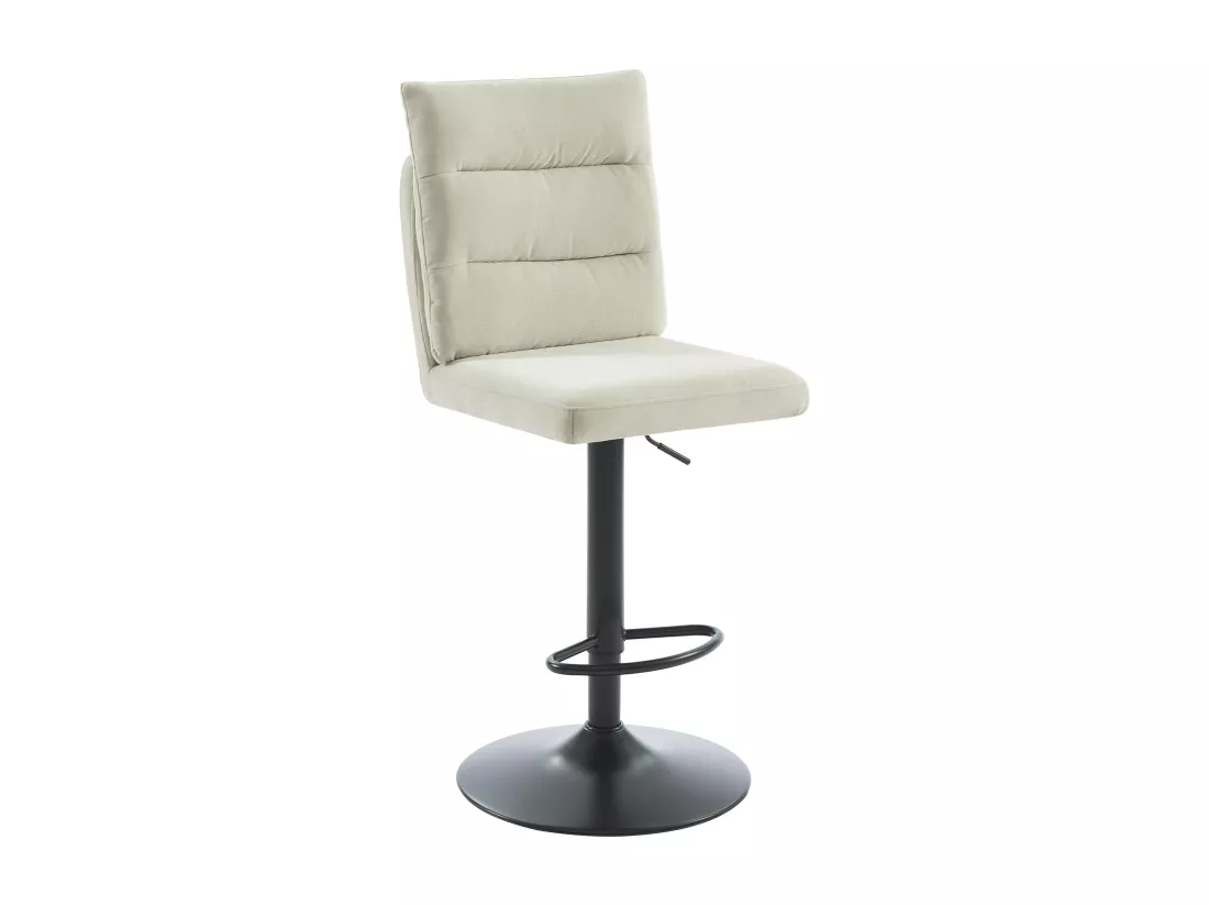 Lot de 2 tabourets de bar en tissu et métal noir - Hauteur réglable - Beige - NORIEL