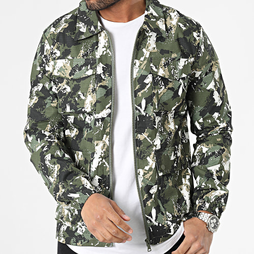 Veste Zippée Vert Kaki Camouflage