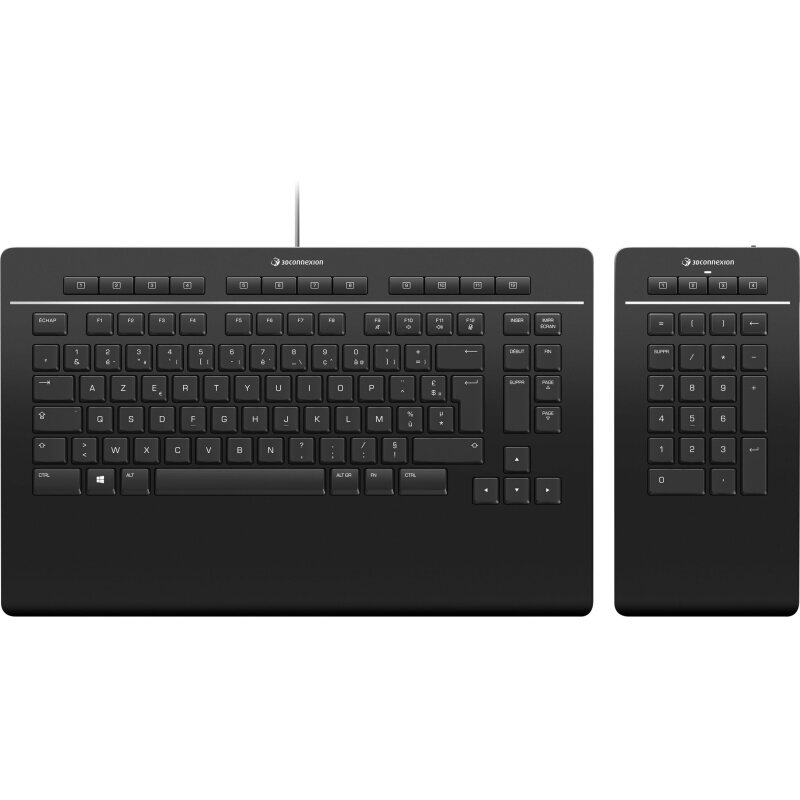 3Dconnexion Keyboard Pro with Numpad clavier Bureau USB + RF Wireless + Bluetooth AZERTY Français Noir