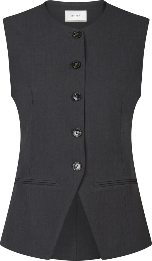 Neo Noir Fabia Structure Waistcoat Dark grey