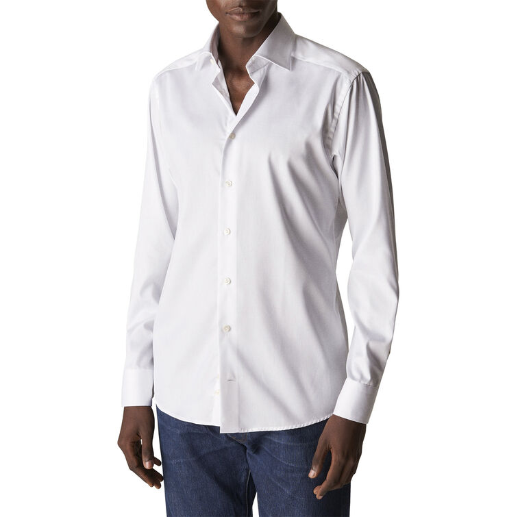 ETON Slim Fit White Signature Twill Shirt Hvid