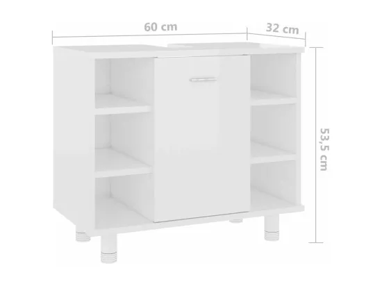 Armoire de salle de bain Blanc brillant Bois d’ingénierie