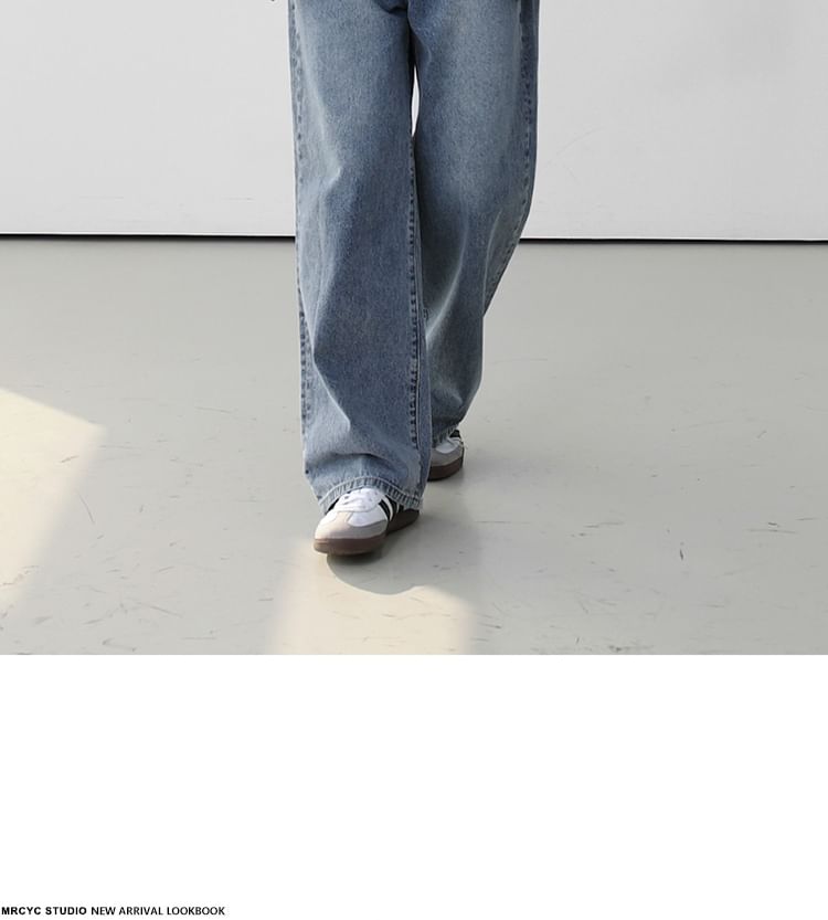 MRCYC - High Waist Washed Wide Leg Jeans
