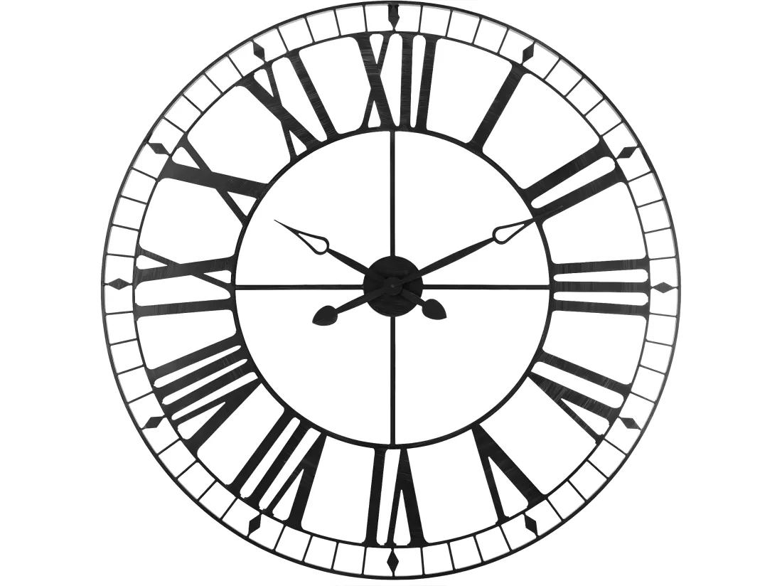 Grande Pendule murale métal rétro et vintage Noir D 88 cm