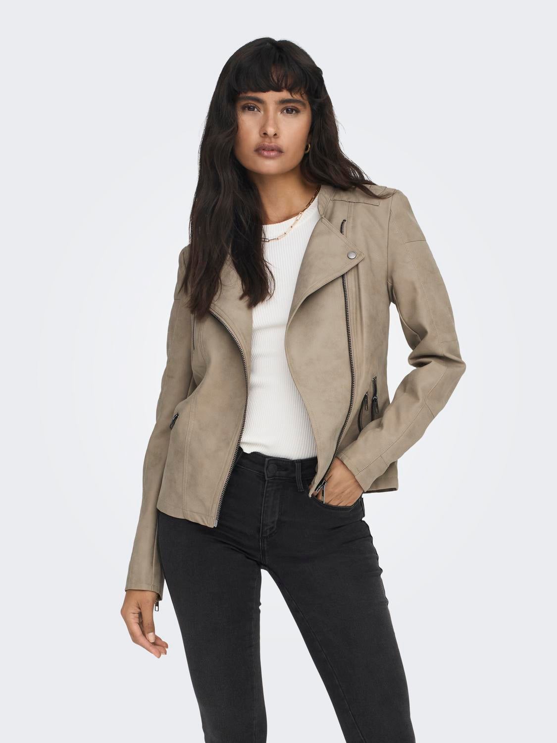 ONLAVA Bikerjacke in Lederoptik Weathered Teak