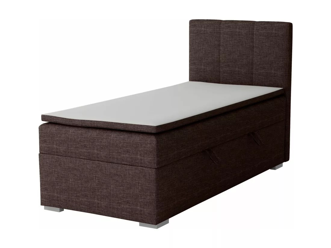 LIT SIMPLE avec tiroir de rangement et surmatelas, côté droit Monaco Mini 100x200 cm, Lux 13 (Marron foncé)