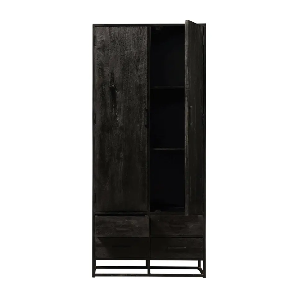 Mangohoutonline - Kast Florence 90cm Rechthoekig - Zwart - Mahom