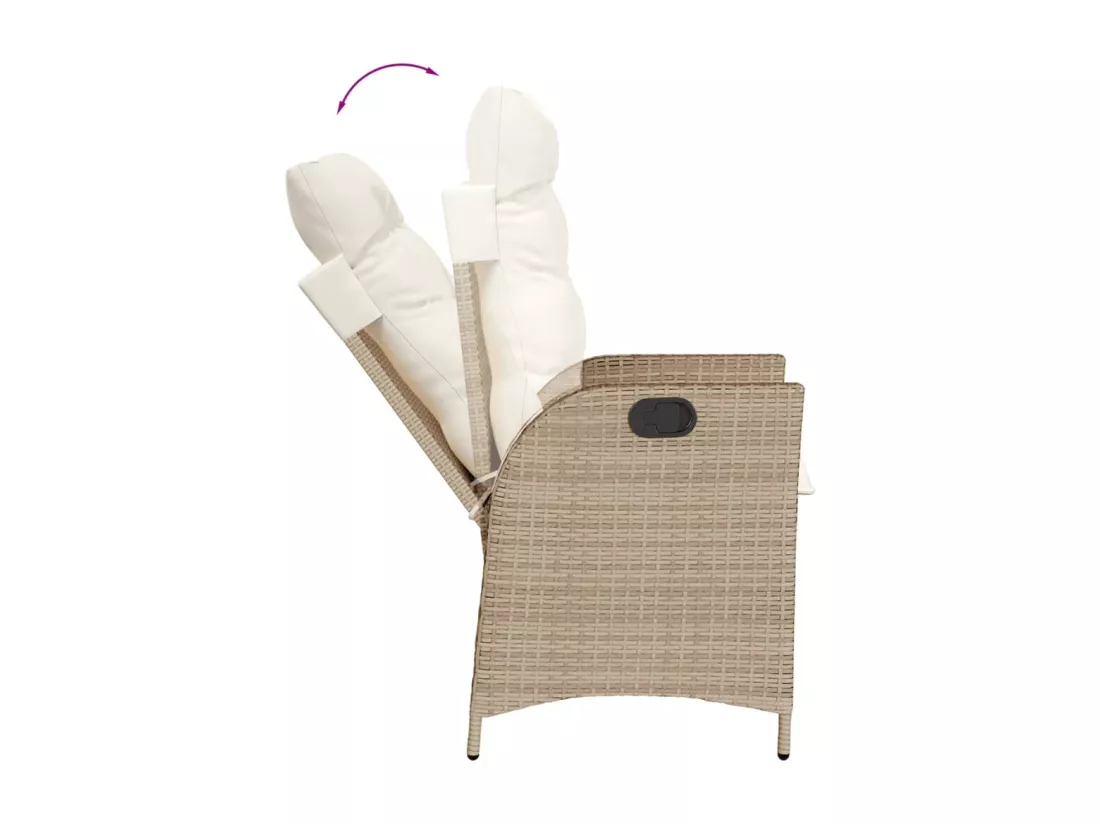 Ensemble à manger de jardin et coussins 7 pièces beige poly rotin