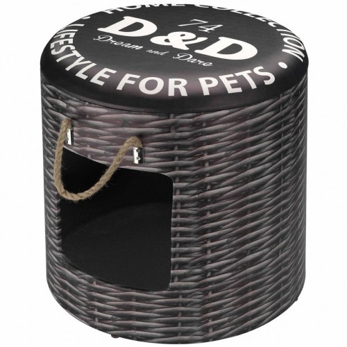 Cama de vime para animais de estimação, cor marrom