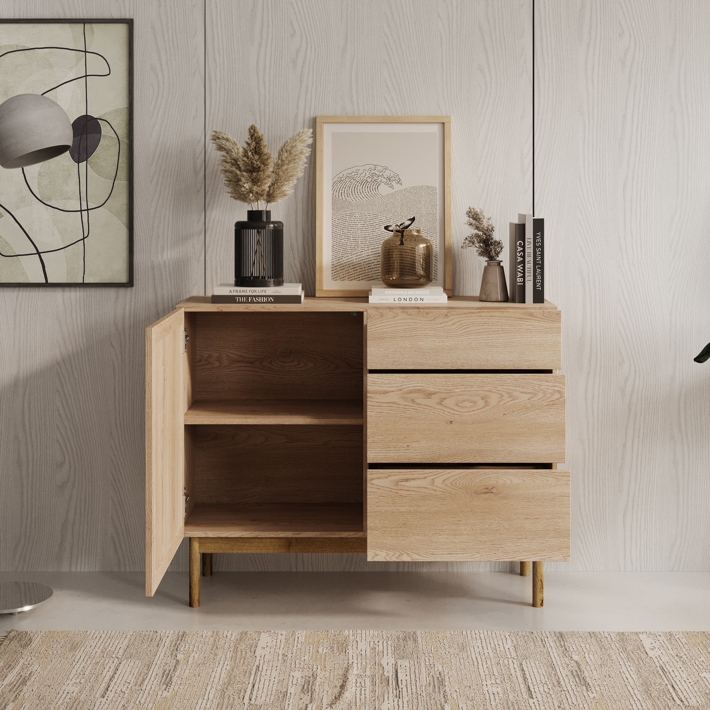 Meubella - Dressoir Storm - Eiken - 106 cm - Met lades