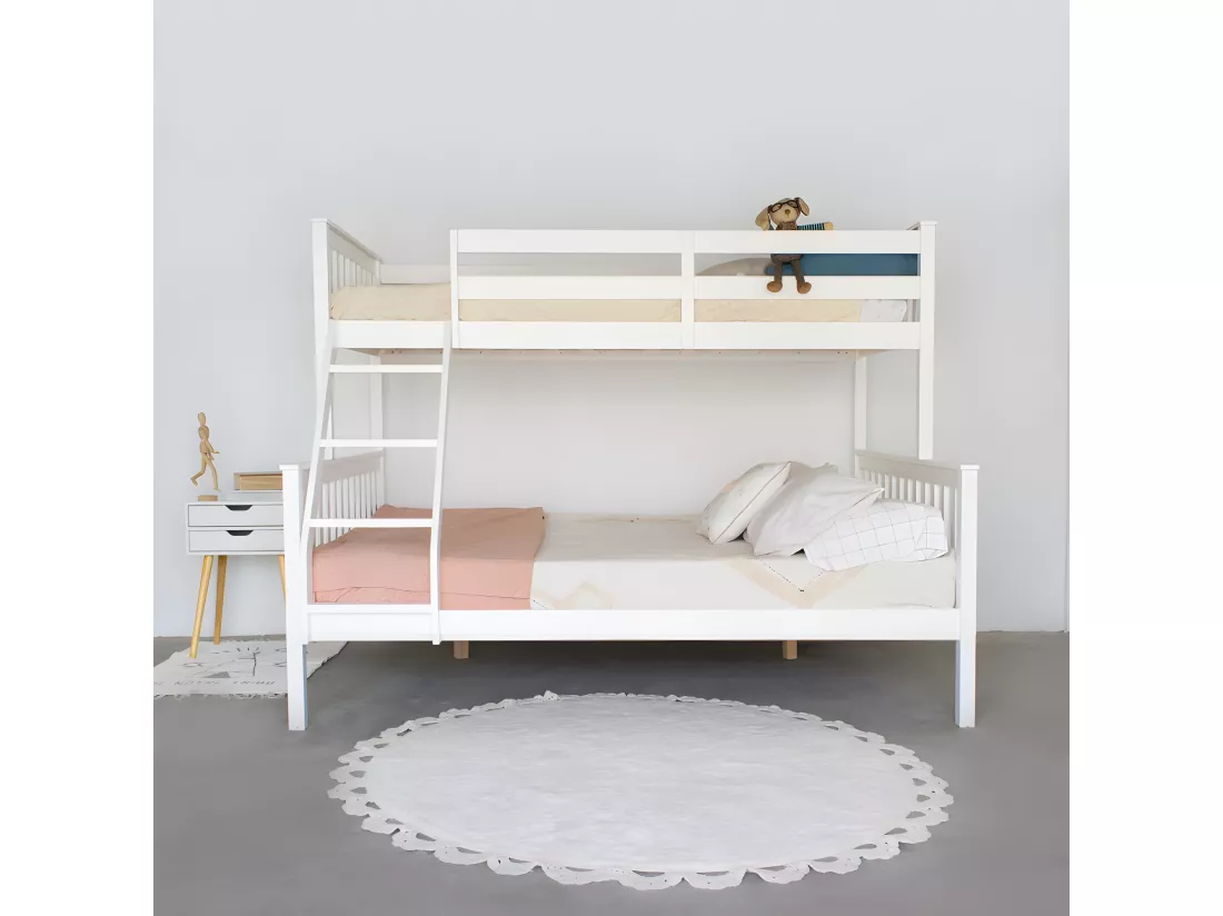 Lit superposé triple en bois blanc 135x190 cm