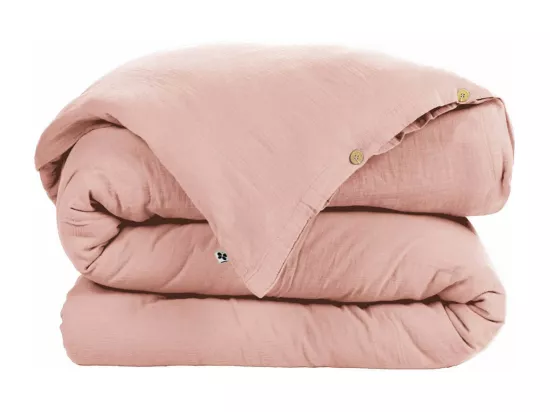 OUREA - Housse de Couette 140x200cm Gaze de Coton Rose Pêche