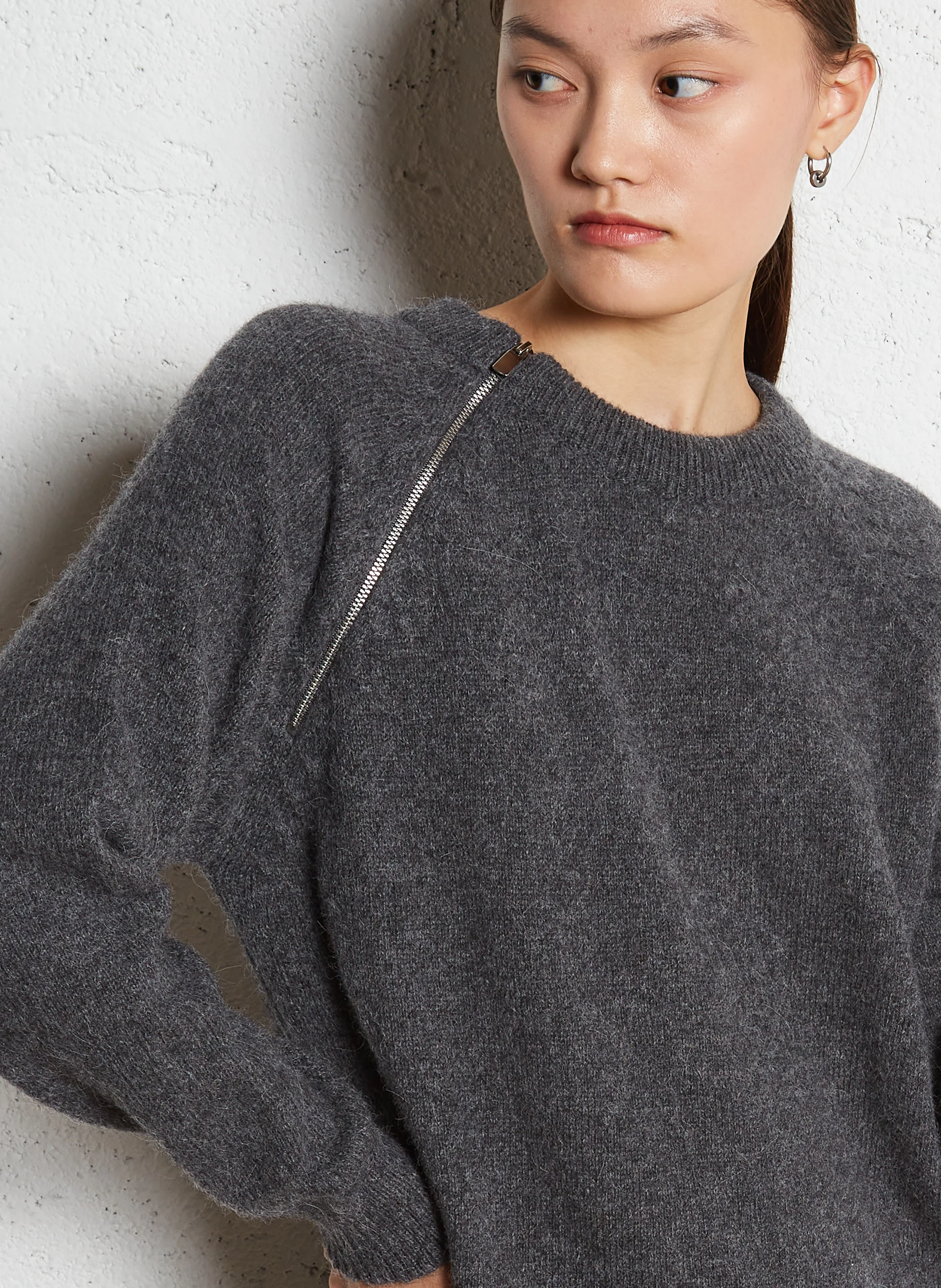 DALEDE - Robe droite zippé en laine| Gris