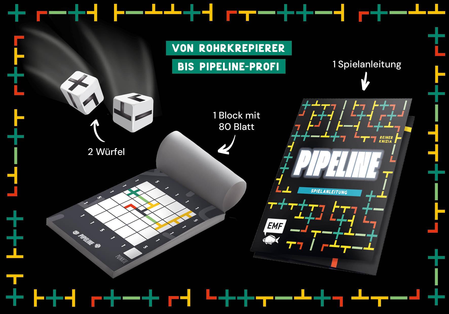 Würfelspiel: Pipeline - Wer schafft die besten Verbindungen?