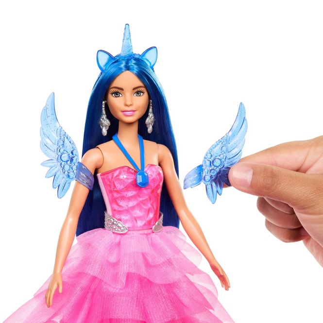 Barbie - Saphir - Einhornpuppe mit Flügeln und Einhornfohlen - blaue Haare