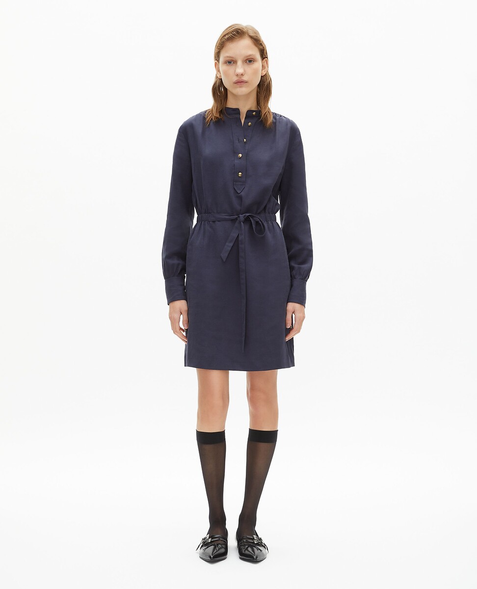 THE KOOPLES<br>Vestido camisa curto, gola redonda, mangas compridas