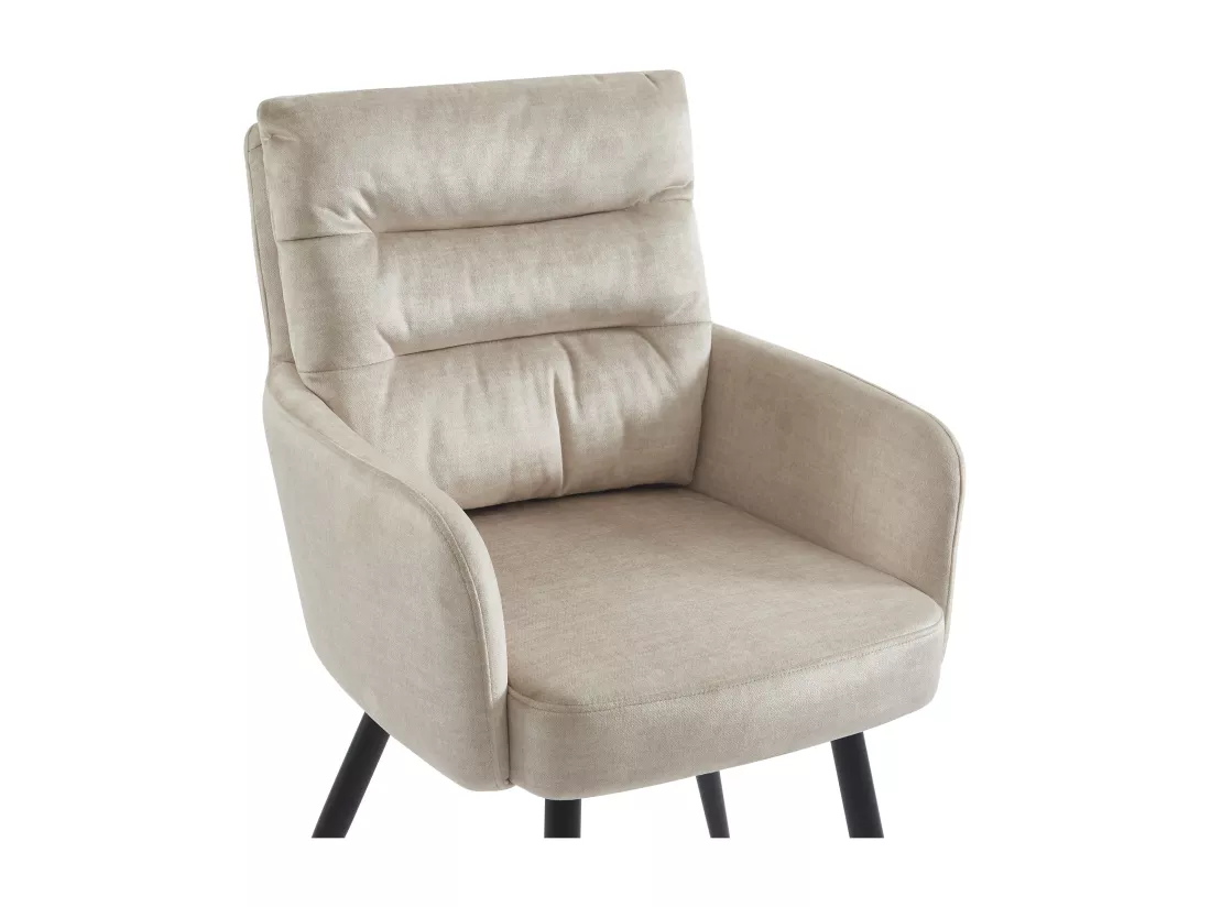 Lot de 2 chaises avec accoudoirs en tissu et métal noir - Crème - BARINIA de Pascal Morabito