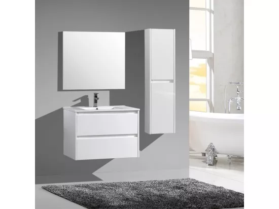 Ensemble meuble de salle de bain 100 cm blanc laqué Aquadoli
