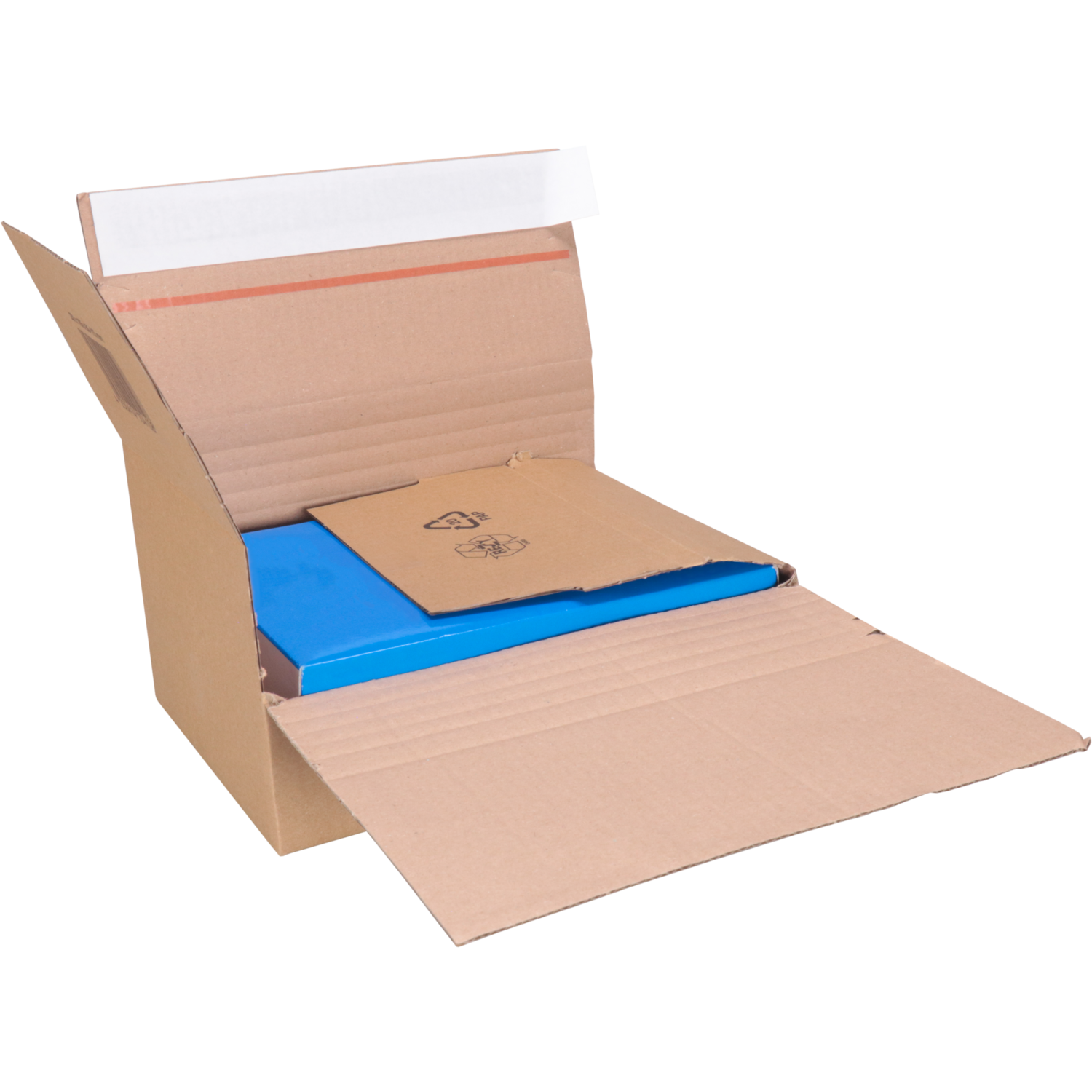 SendProof® Postpakketdoos, A5, golfkarton, 229x164x115mm, hoogte verstelbaar, zelfklevende strip, bruin