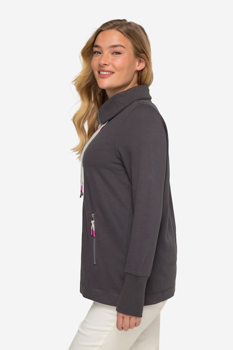 Sweatjacke, Stehkragen, Zipper, Langarm