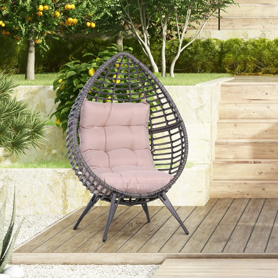 Outsunny Gartensessel in Tropfen Design grau, beige