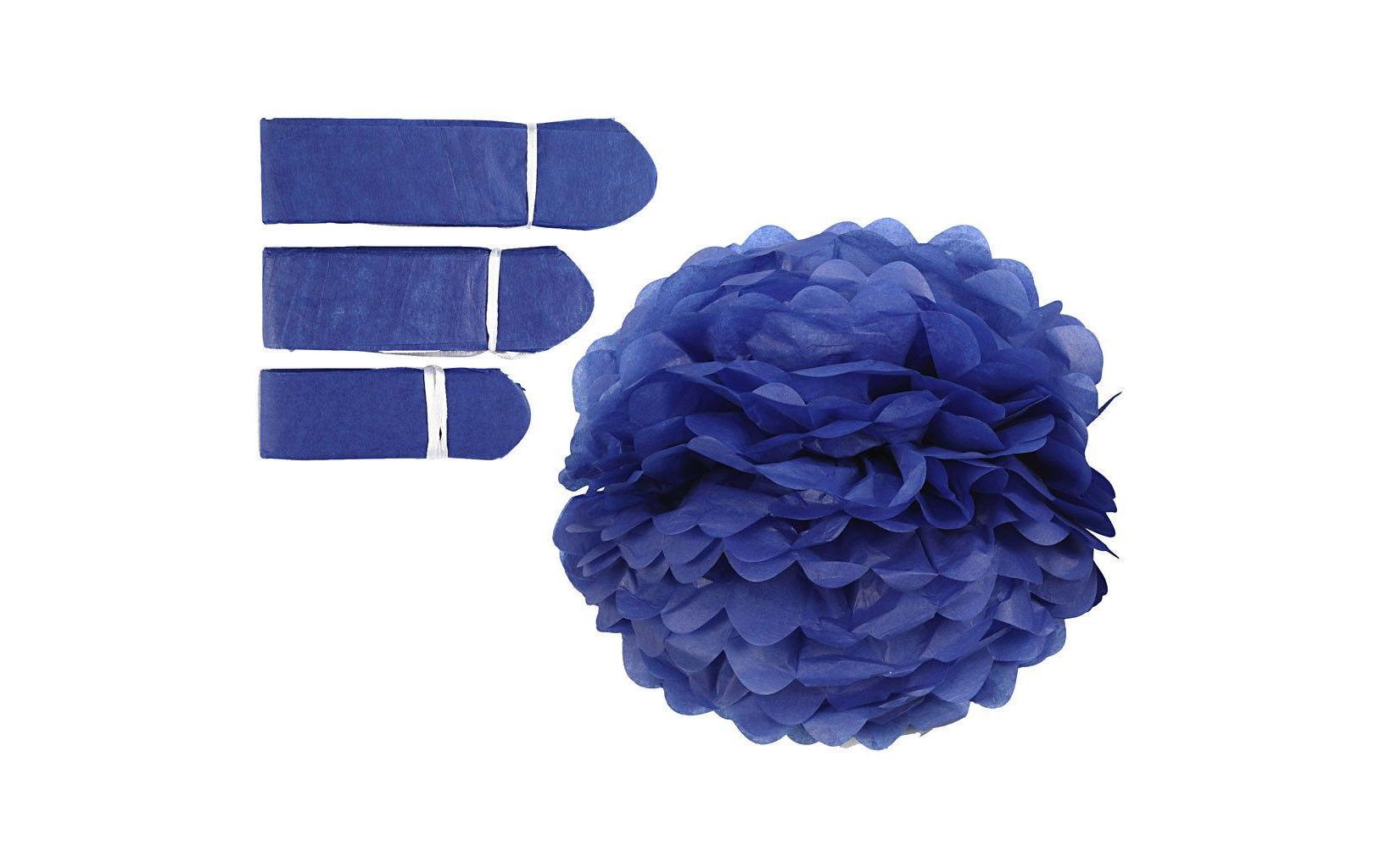 Pompons 20 + 24 + 30 cm 3 Stück, BlauPapier-Pompons blau