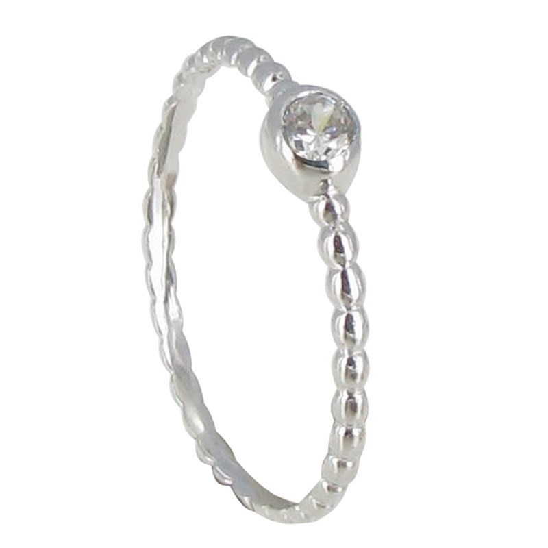 Bague Argent Anneau de Billes et strass Cristal