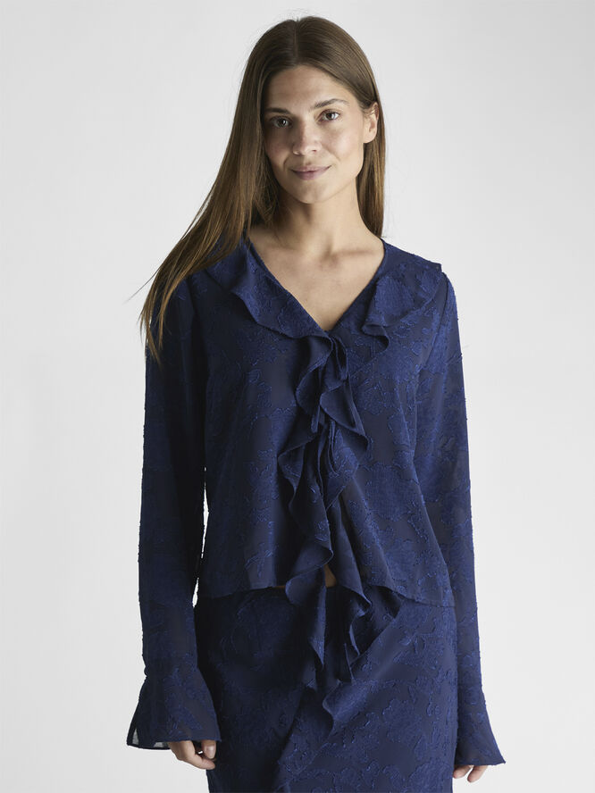 Neo Noir Anika Burnout Blouse Navy