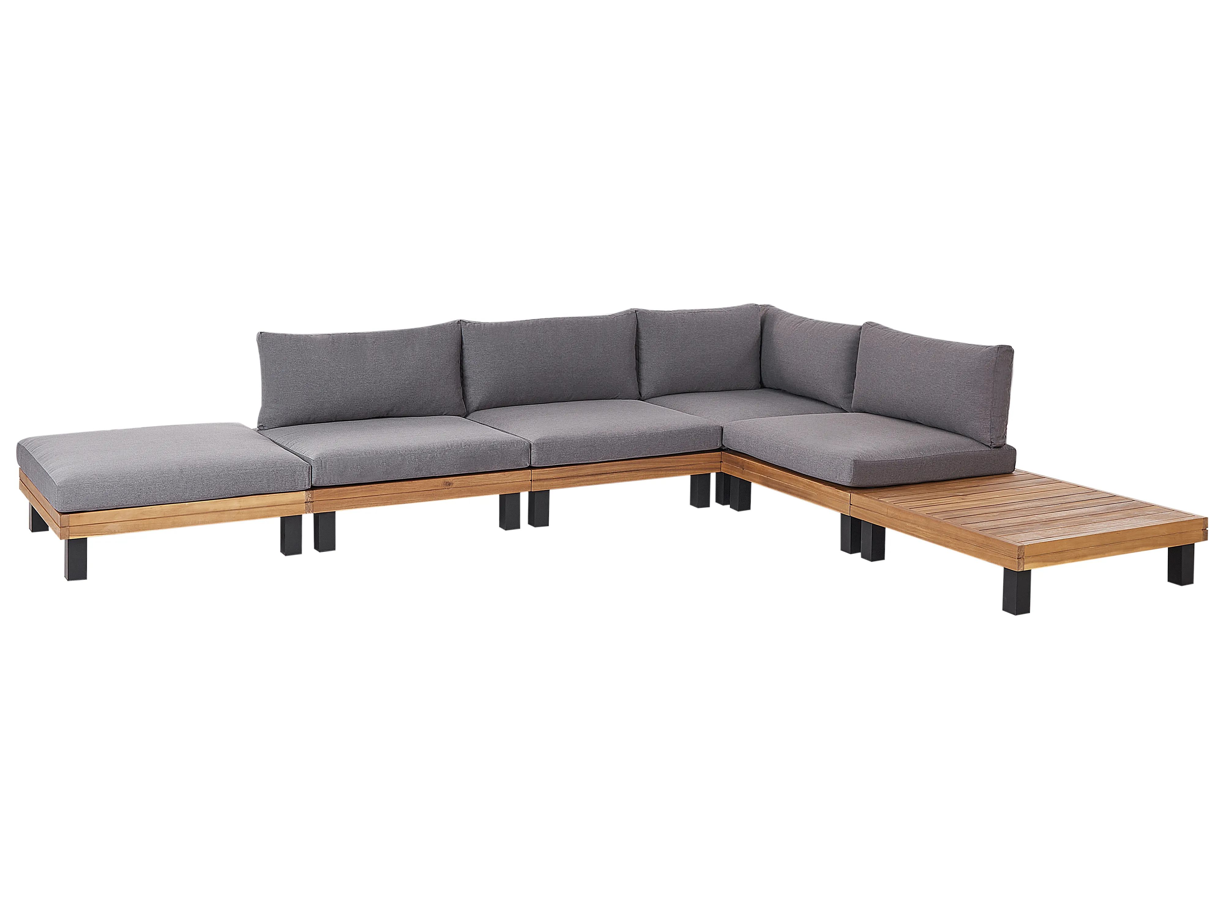 Tuin hoekloungeset met tafel 5-zits FRAZZANO modulair Gecertificeerd acaciahout Grijs