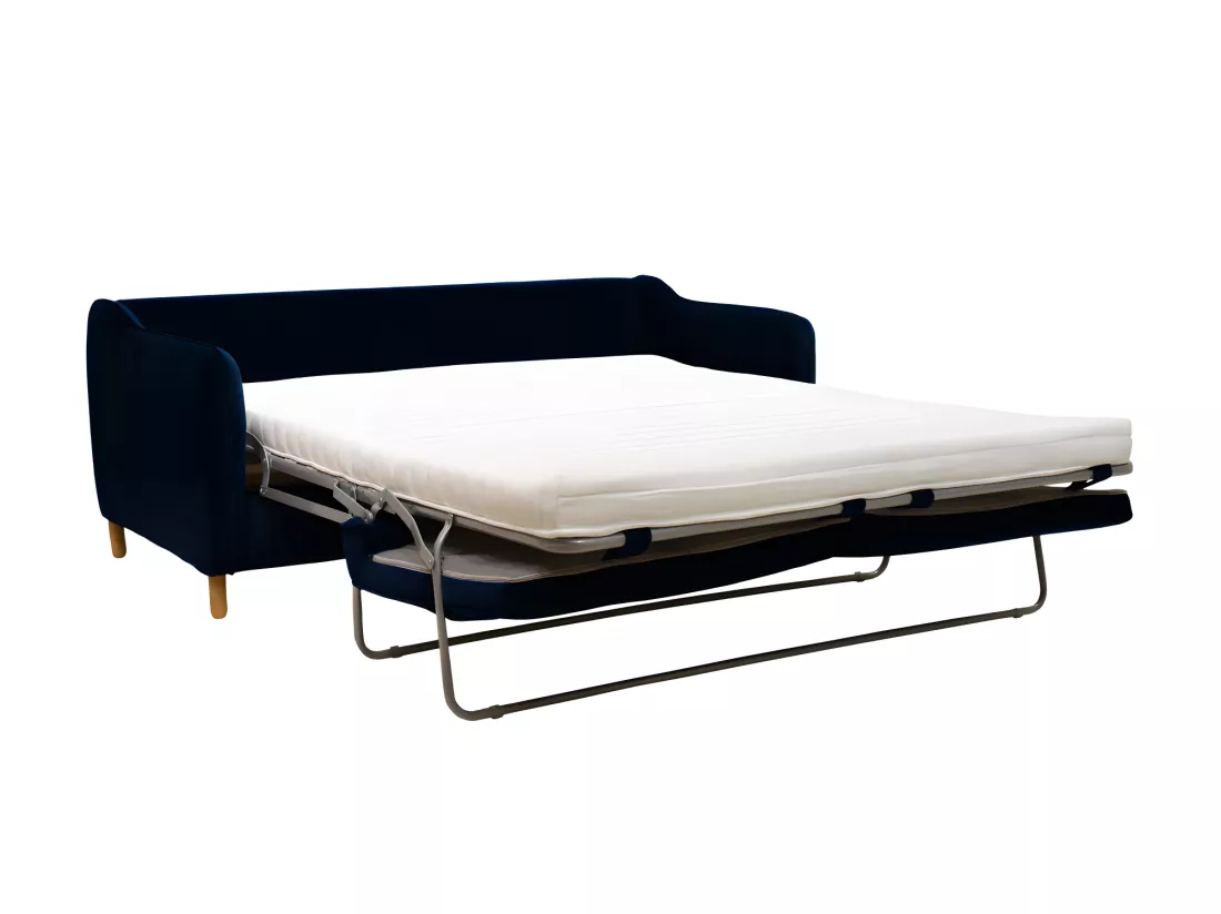 Vornay - Canapé convertible express 3 places en velours - Bleu nuit