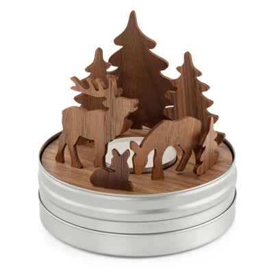Teelichthalter Schachtelgeschichte, Wald