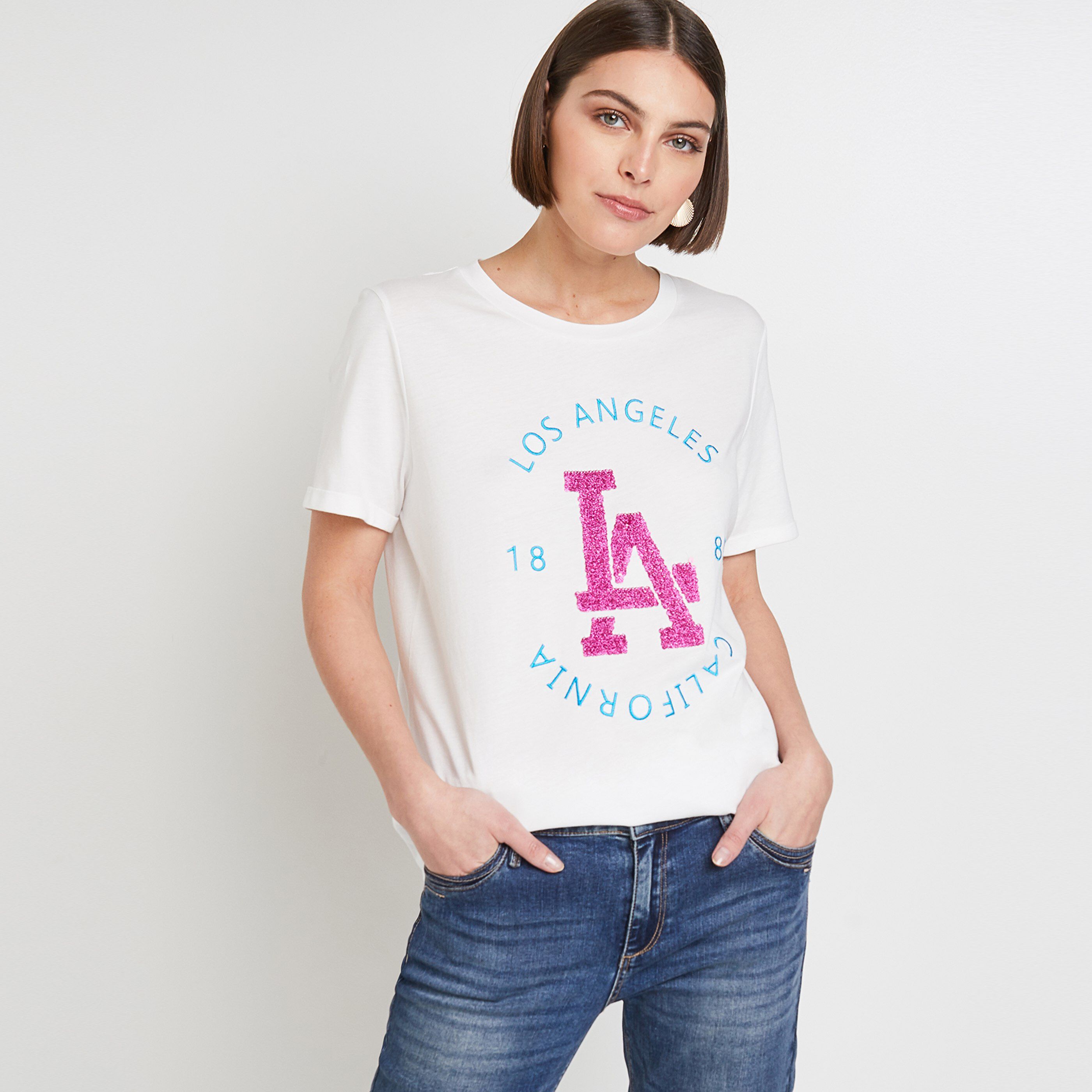 Tshirt print femme - BLANC CASSE