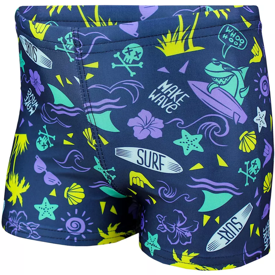 Aquarti Jungen Badehose Gestreift mit Motiven dunkellila