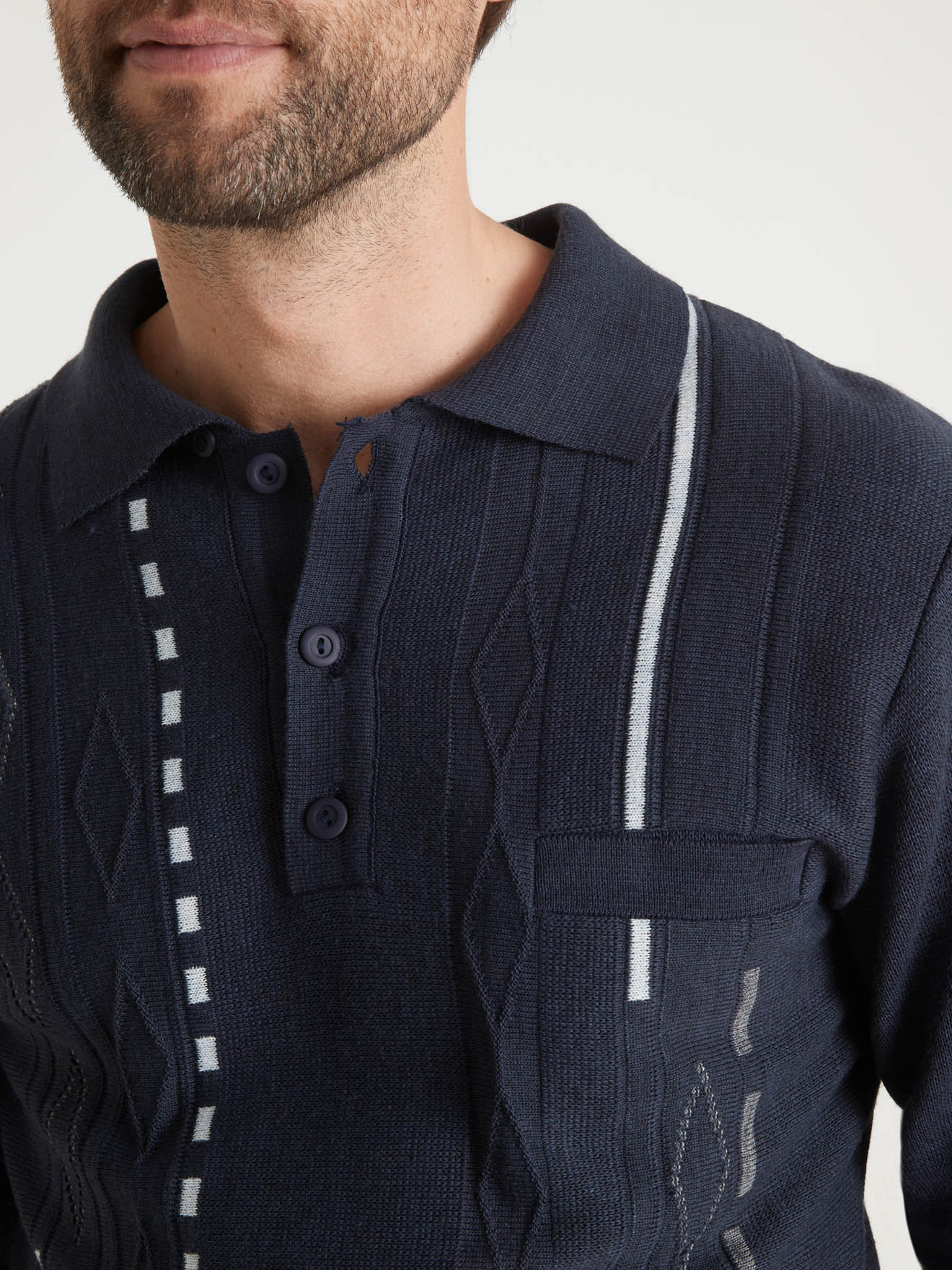 Pull col pol motifs jacquard 30% laine
