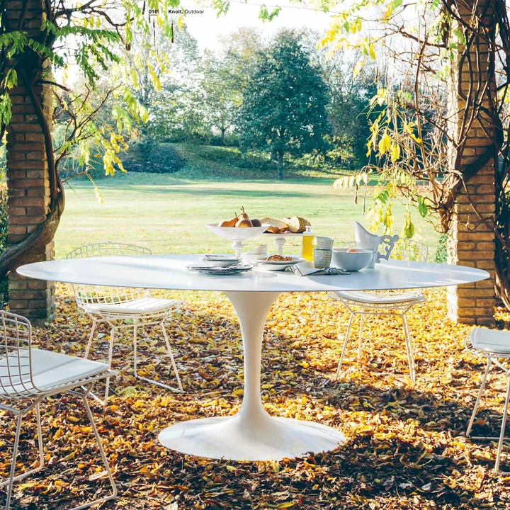 Knoll - Saarinen Outdoor Tisch, Ø 107 cm, weiss