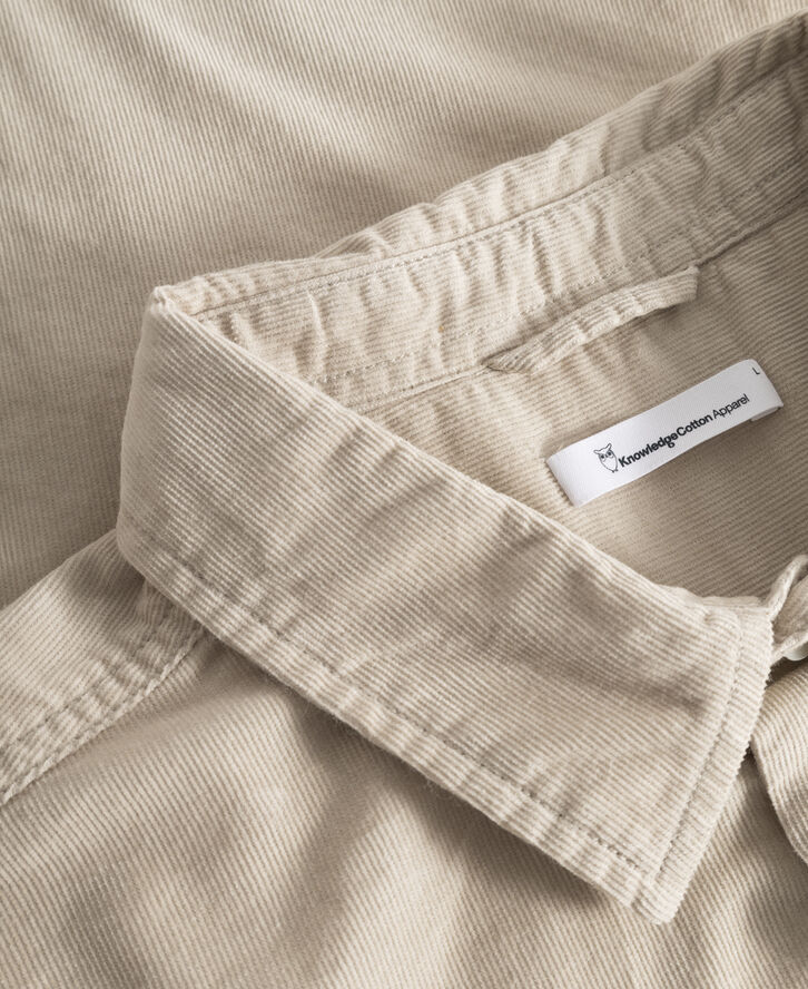 Knowledge Cotton Apparel Regular fit corduroy shirt - GOTS/Vegan Light feather gray