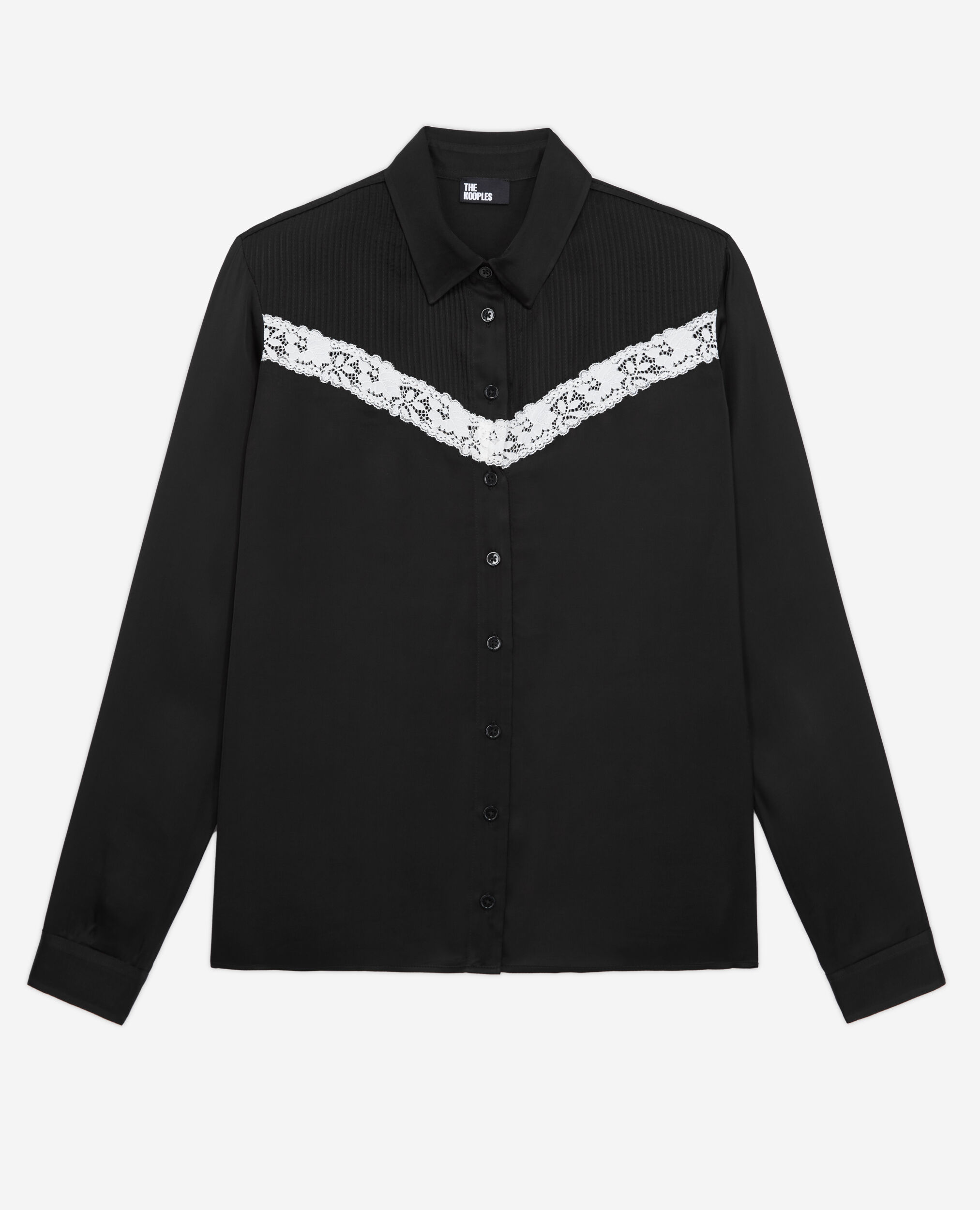 Chemise noire avec détail en dentelle