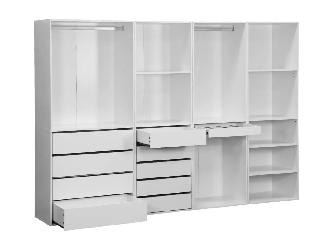 Kit dressing modulable avec 4 éléments. blanc. panneaux stratifiés