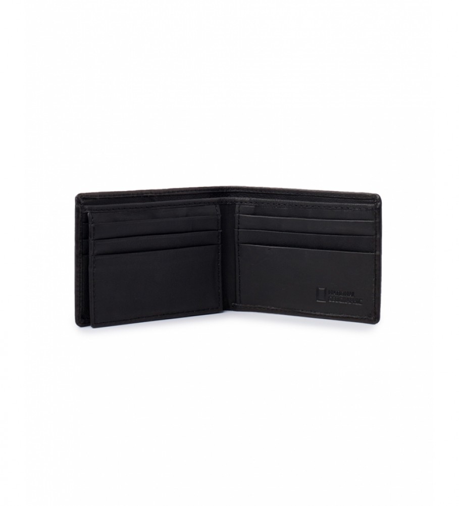Carteira National Geographic Rain em couro preto - 2x10,5x8cm