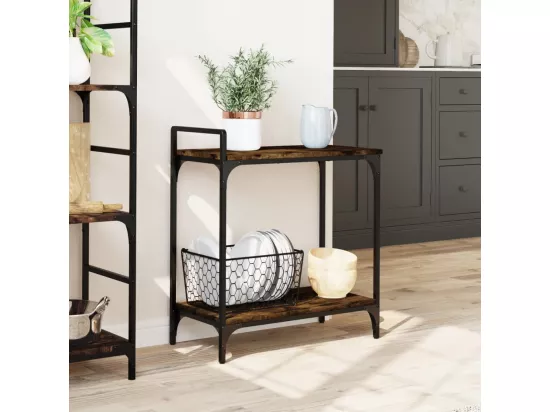 Chariot de cuisine chêne fumé 60,5x31x72,5 cm bois d'ingénierie