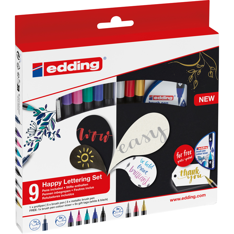 Edding Faserschreiber Set Happy Lettering, 11 Stück, assortiert