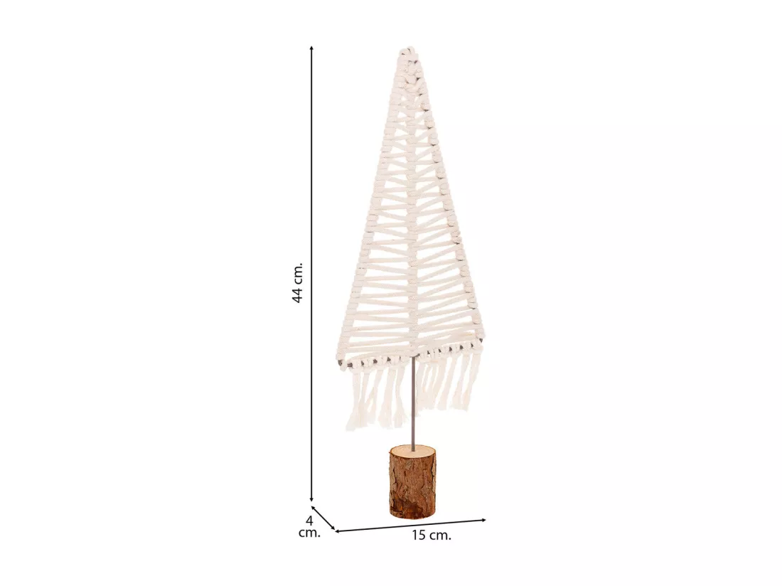 Arbre décoratif en coton tressé blanc 15x01x44h