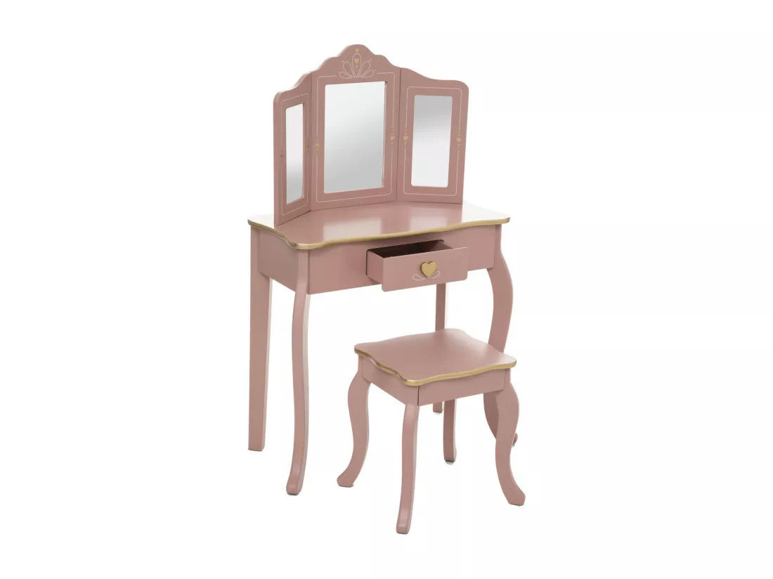 Coiffeuse Enfant et son Tabouret Rose antique
